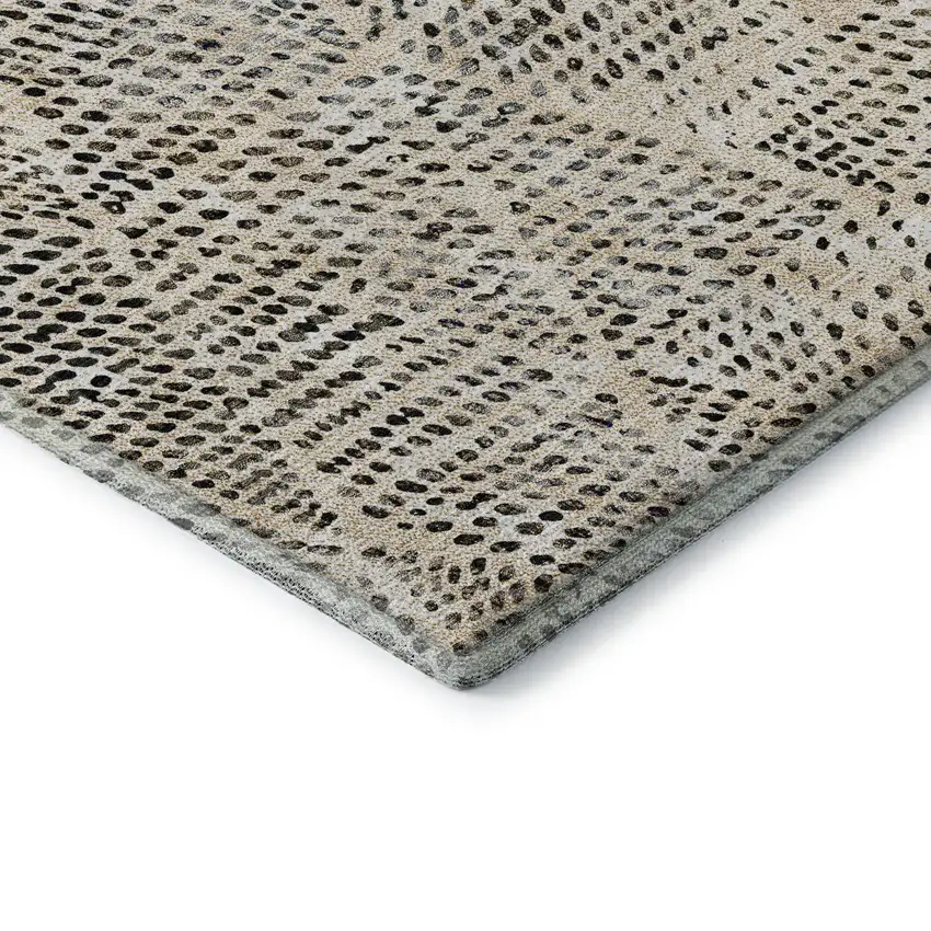 8' Beige And Ivory Diamond Washable Round Rug With UV Protection Photo 7