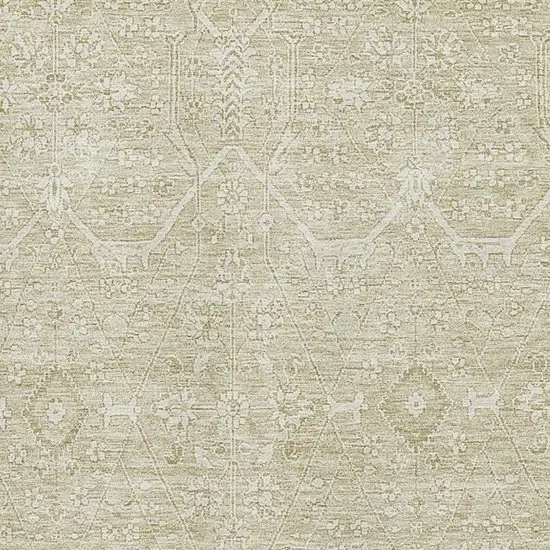 8' Beige And Ivory Floral Washable Area Rug With UV Protection Photo 2