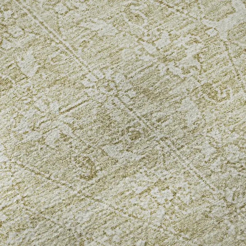 8' Beige And Ivory Floral Washable Area Rug With UV Protection Photo 9