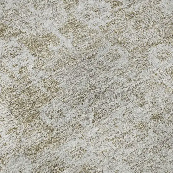 8' Beige And Ivory Floral Washable Round Rug With UV Protection Photo 8