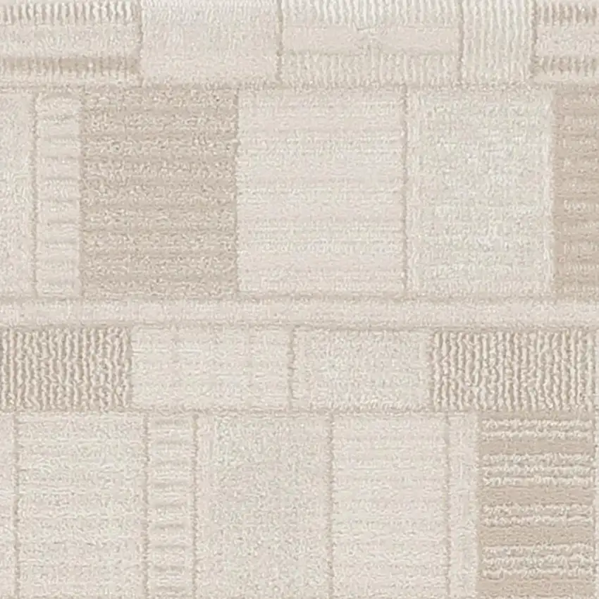 6' Beige And Ivory Geometric Runner Rug Photo 3