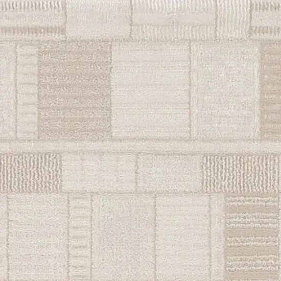 6' Beige And Ivory Geometric Runner Rug Photo 3