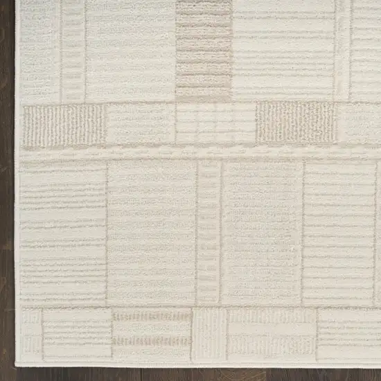 6' Beige And Ivory Geometric Runner Rug Photo 7