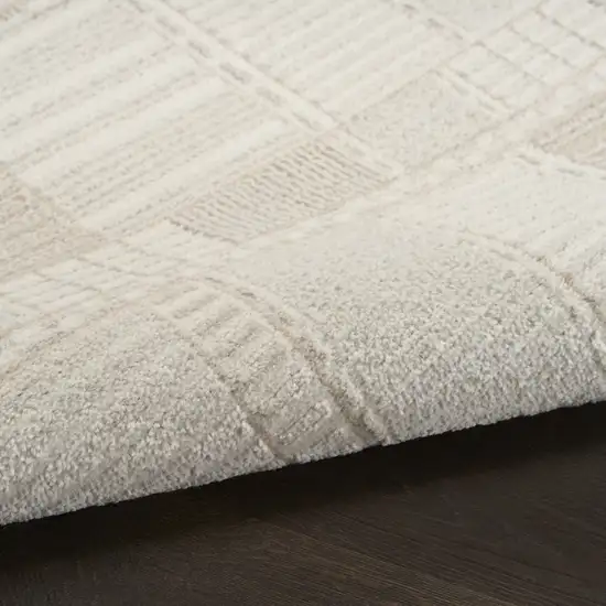 6' Beige And Ivory Geometric Runner Rug Photo 8