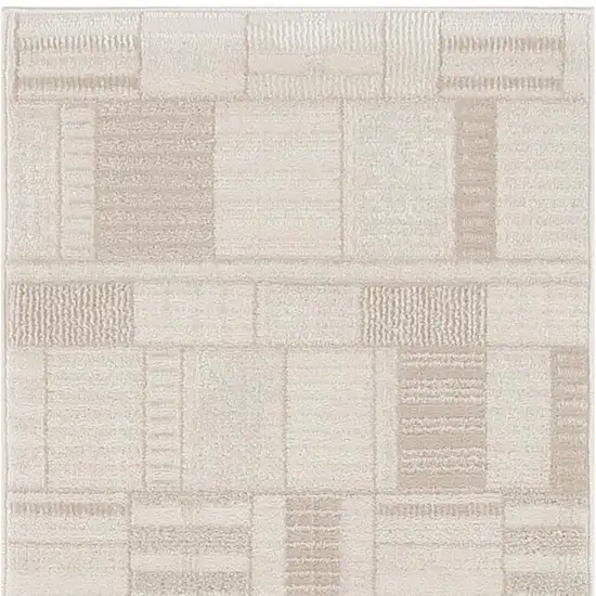 6' Beige And Ivory Geometric Runner Rug Photo 4