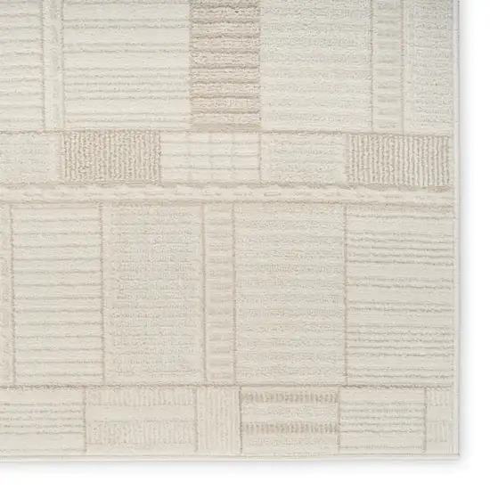 6' Beige And Ivory Geometric Runner Rug Photo 6