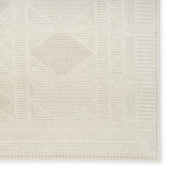 6' Beige And Ivory Geometric Runner Rug Photo 6