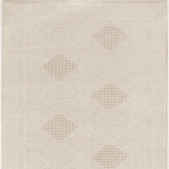 6' Beige And Ivory Geometric Runner Rug Photo 4