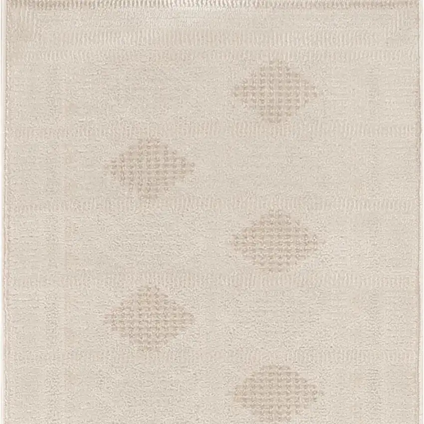 6' Beige And Ivory Geometric Runner Rug Photo 4