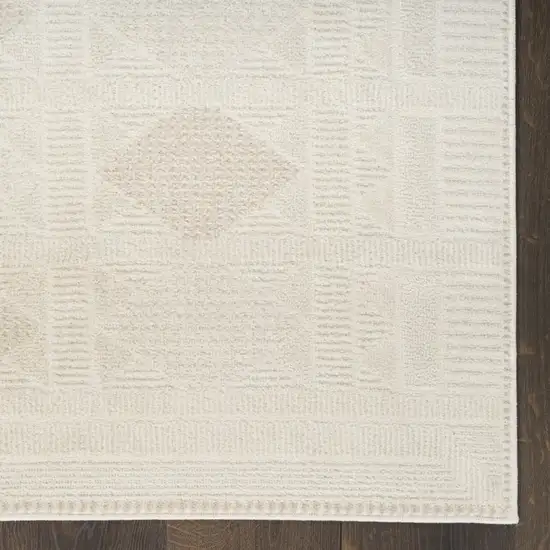 6' Beige And Ivory Geometric Runner Rug Photo 7