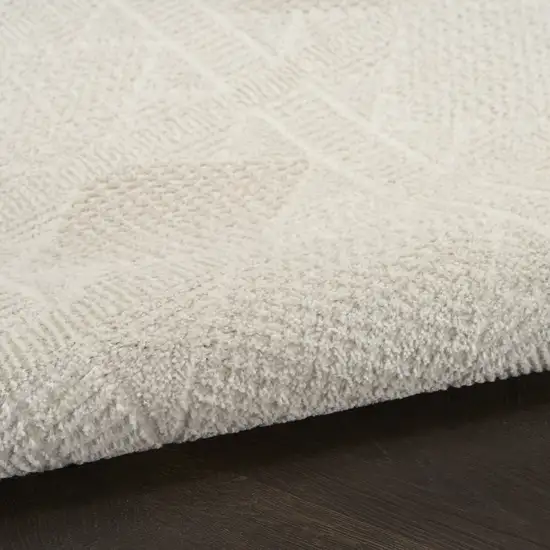 6' Beige And Ivory Geometric Runner Rug Photo 8