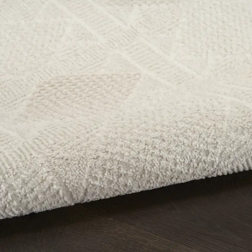 6' Beige And Ivory Geometric Runner Rug Photo 8