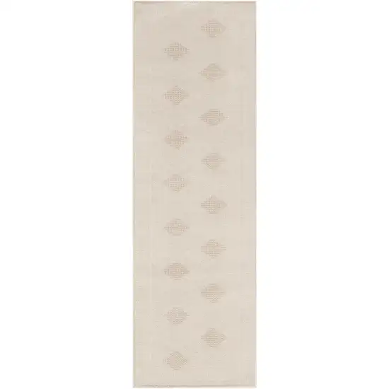 6' Beige And Ivory Geometric Runner Rug Photo 2