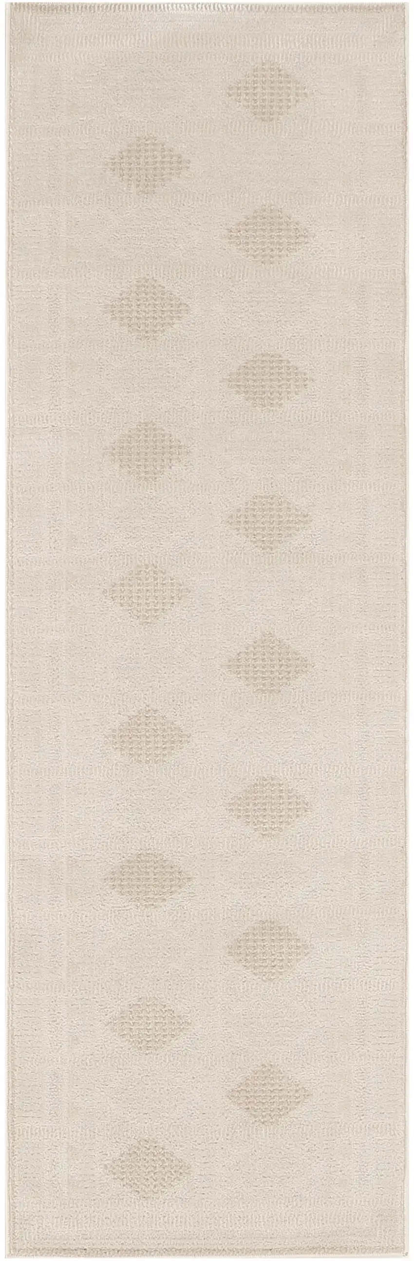 6' Beige And Ivory Geometric Runner Rug Photo 2