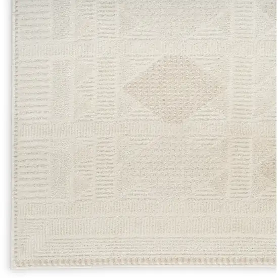 6' Beige And Ivory Geometric Runner Rug Photo 9