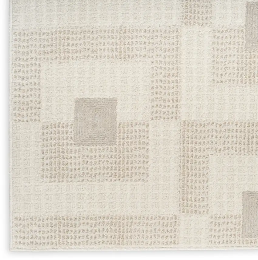 6' Beige And Ivory Geometric Runner Rug Photo 9