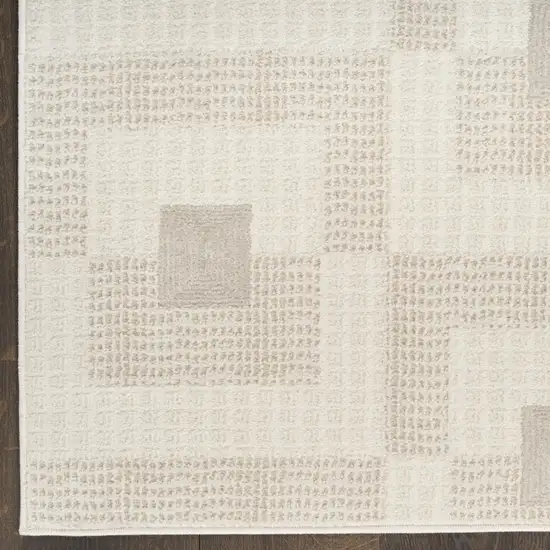 6' Beige And Ivory Geometric Runner Rug Photo 6