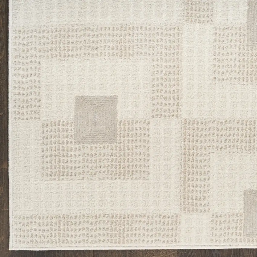 6' Beige And Ivory Geometric Runner Rug Photo 6