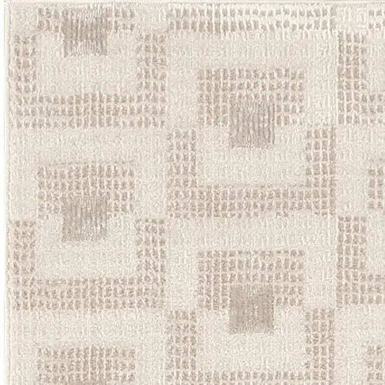 6' Beige And Ivory Geometric Runner Rug Photo 3