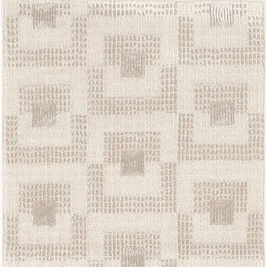 6' Beige And Ivory Geometric Runner Rug Photo 4