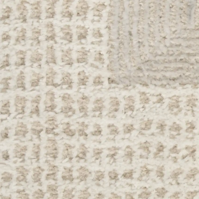 6' Beige And Ivory Geometric Runner Rug Photo 7