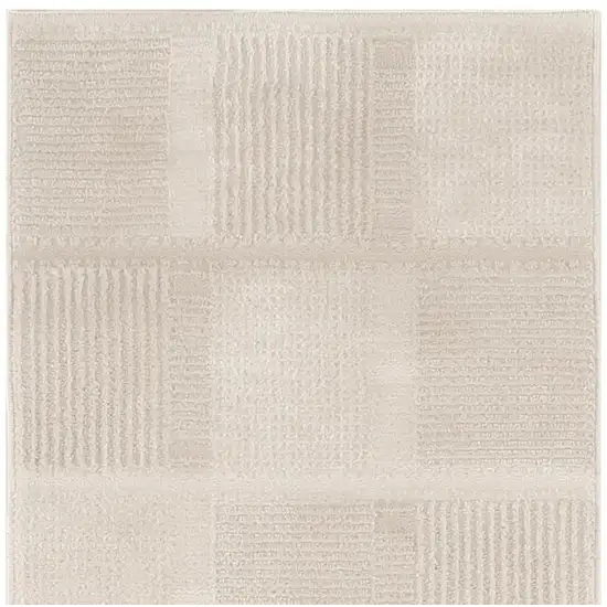 6' Beige And Ivory Geometric Runner Rug Photo 4