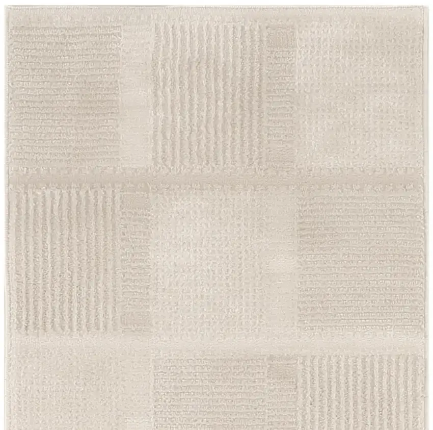 6' Beige And Ivory Geometric Runner Rug Photo 4