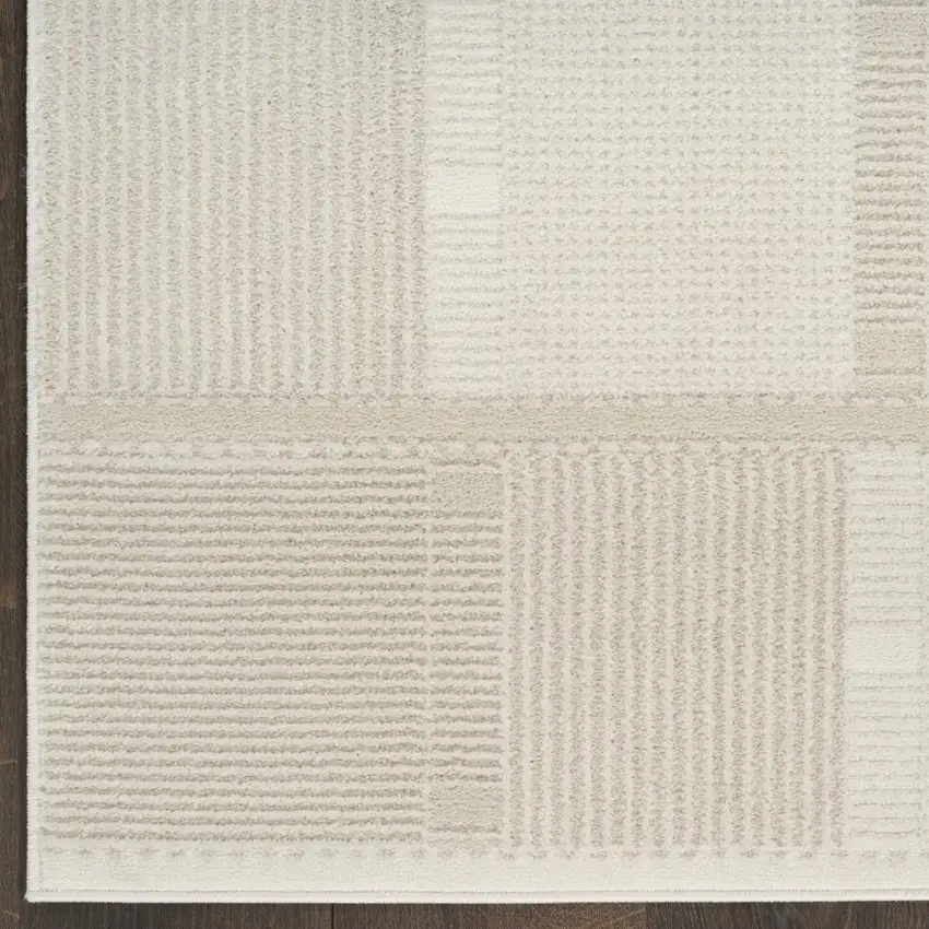 6' Beige And Ivory Geometric Runner Rug Photo 7