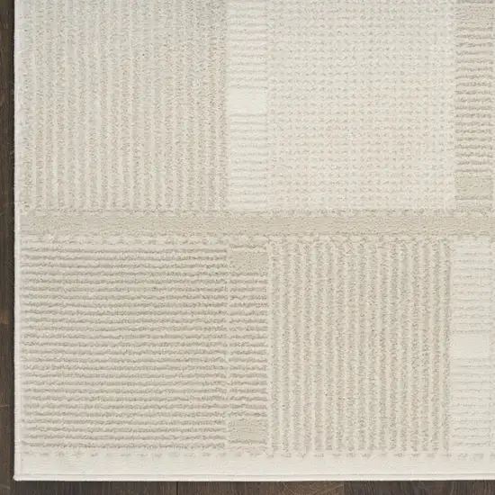 6' Beige And Ivory Geometric Runner Rug Photo 7