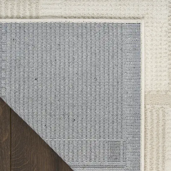 6' Beige And Ivory Geometric Runner Rug Photo 6