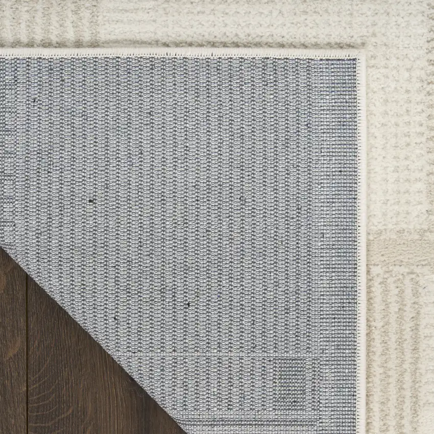 6' Beige And Ivory Geometric Runner Rug Photo 6
