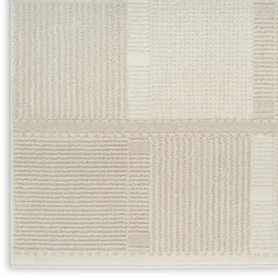 6' Beige And Ivory Geometric Runner Rug Photo 9