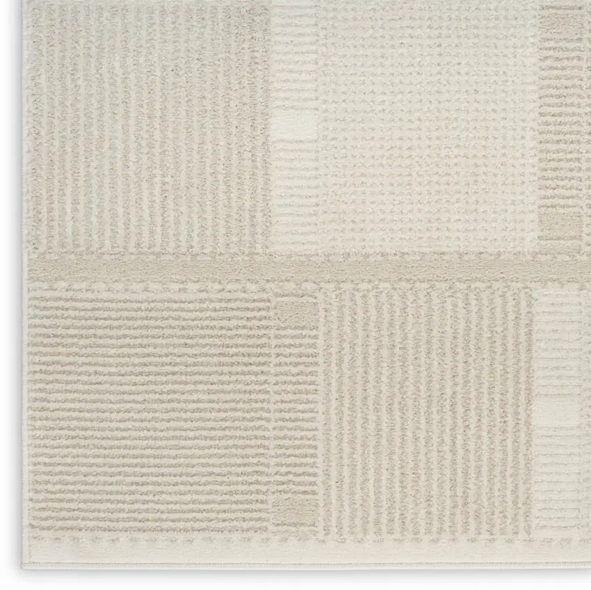 6' Beige And Ivory Geometric Runner Rug Photo 9