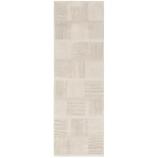 6' Beige And Ivory Geometric Runner Rug Photo 2