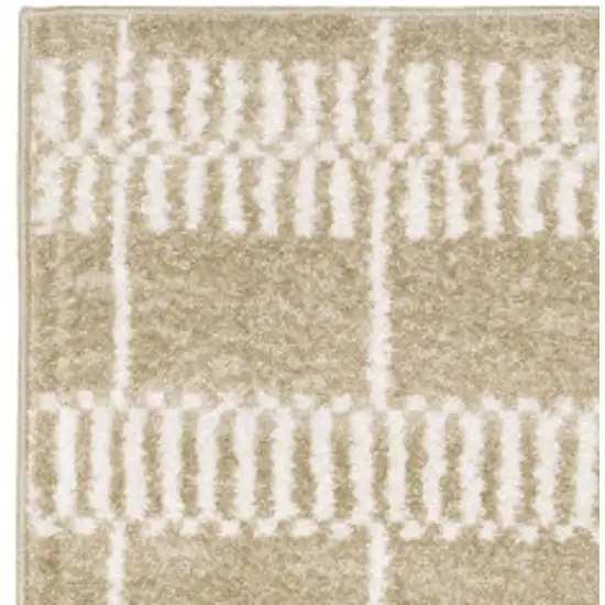 7' Beige And Ivory Geometric Runner Rug Photo 3