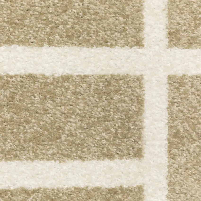 7' Beige And Ivory Geometric Runner Rug Photo 3