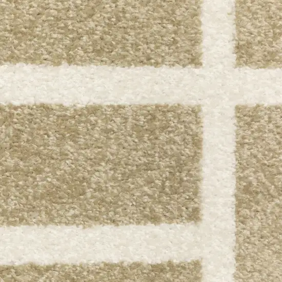 7' Beige And Ivory Geometric Runner Rug Photo 3