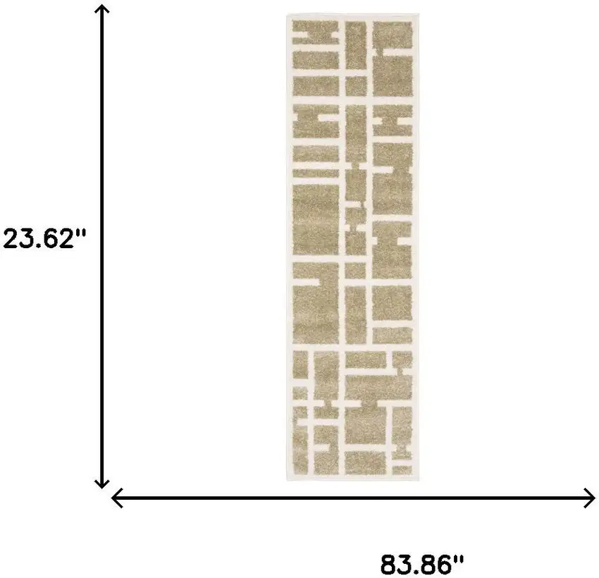 7' Beige And Ivory Geometric Runner Rug Photo 8