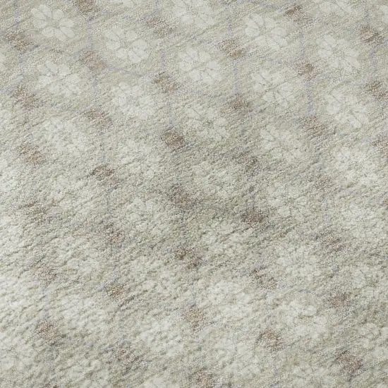 8' Beige And Ivory Geometric Washable Area Rug With UV Protection Photo 1