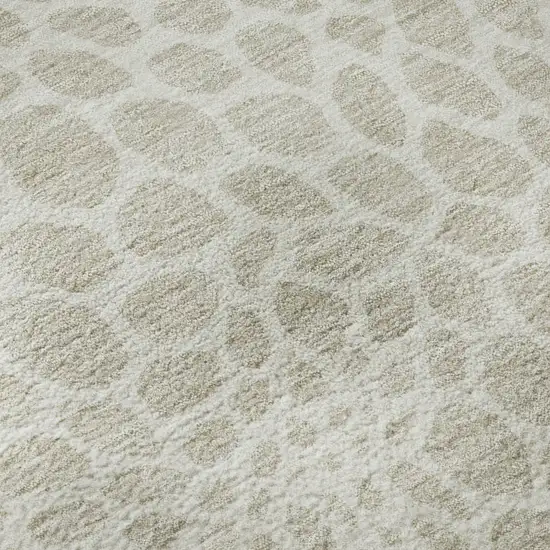 8' Beige And Ivory Geometric Washable Round Rug With UV Protection Photo 9