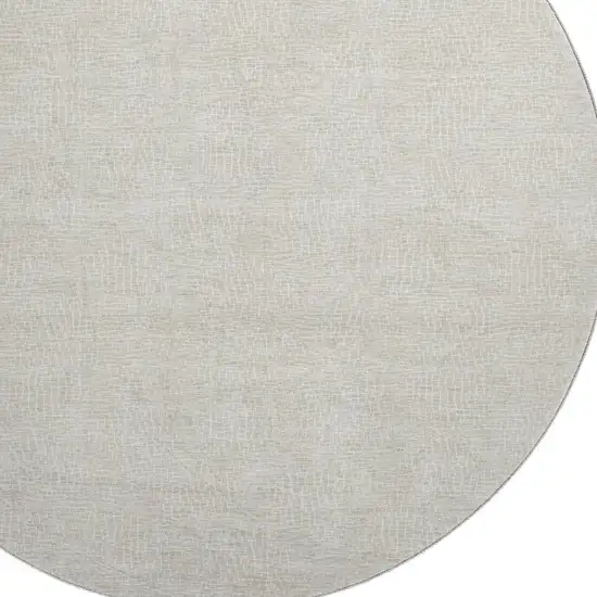 8' Beige And Ivory Geometric Washable Round Rug With UV Protection Photo 2