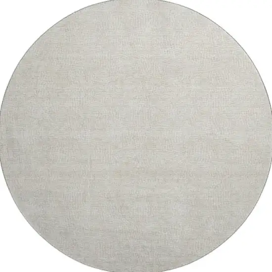 8' Beige And Ivory Geometric Washable Round Rug With UV Protection Photo 3