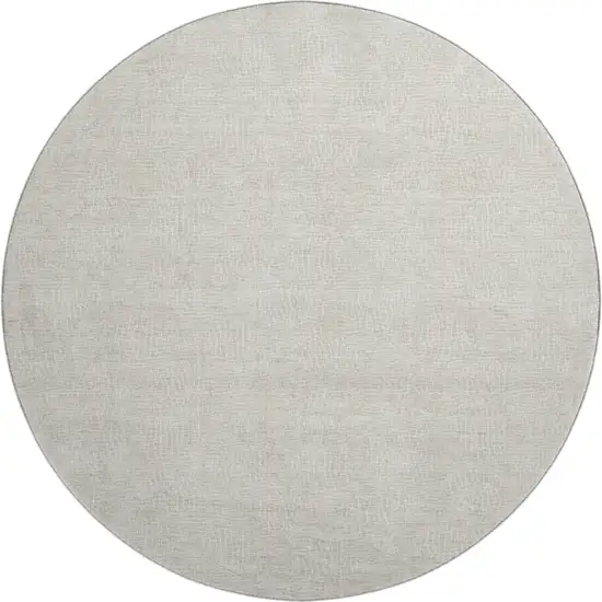 8' Beige And Ivory Geometric Washable Round Rug With UV Protection Photo 1