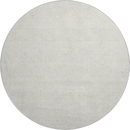 8' Beige And Ivory Geometric Washable Round Rug With UV Protection Photo 1