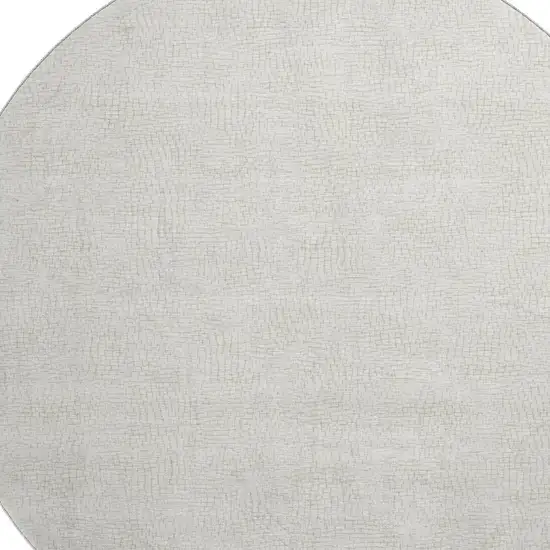 8' Beige And Ivory Geometric Washable Round Rug With UV Protection Photo 2