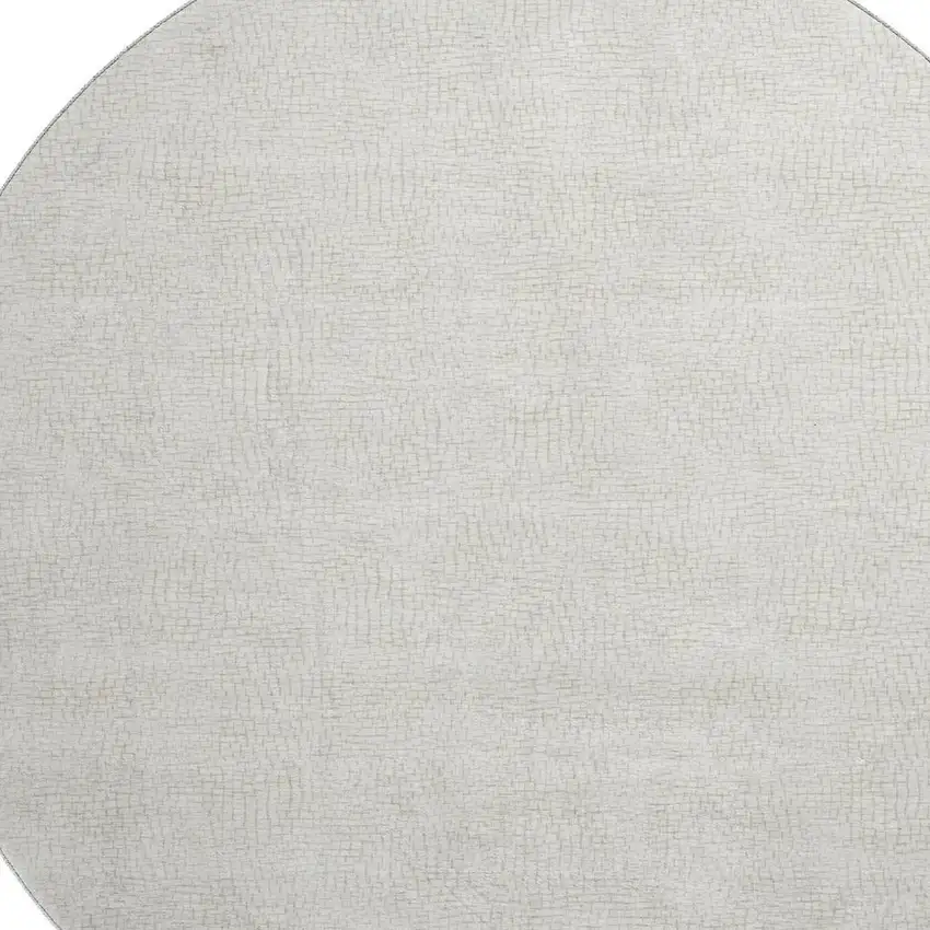 8' Beige And Ivory Geometric Washable Round Rug With UV Protection Photo 2
