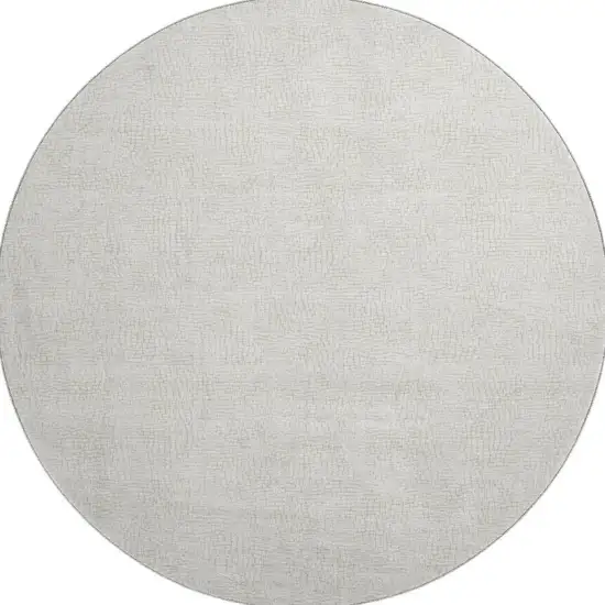 8' Beige And Ivory Geometric Washable Round Rug With UV Protection Photo 3