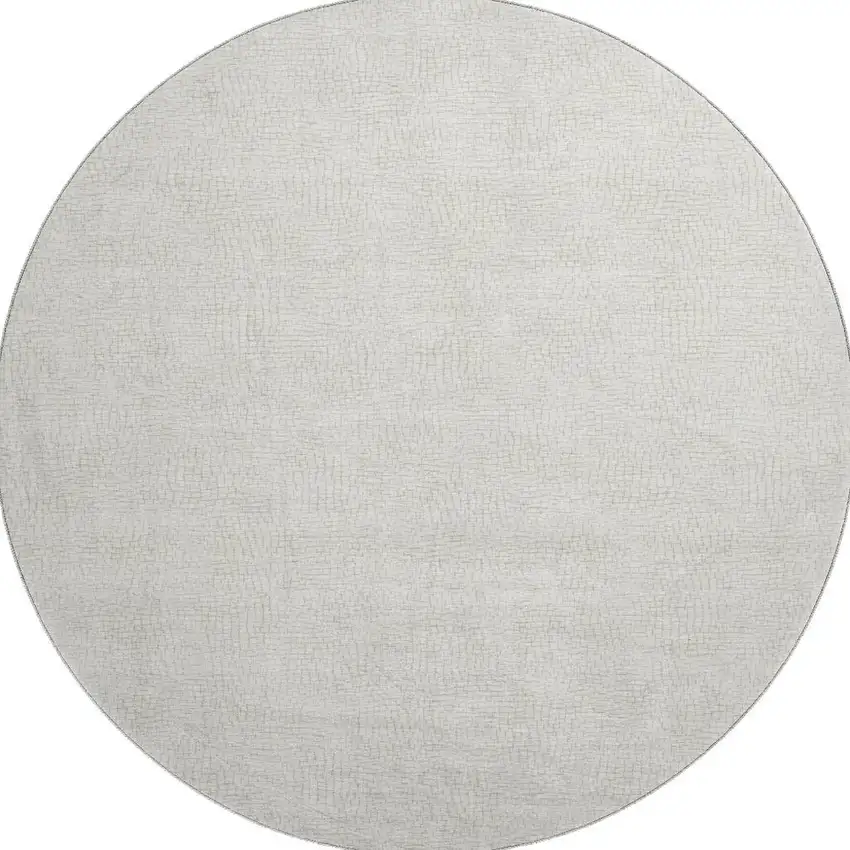 8' Beige And Ivory Geometric Washable Round Rug With UV Protection Photo 3