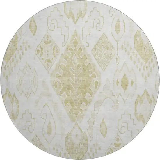 8' Beige And Ivory Moroccan Washable Round Rug With UV Protection Photo 1