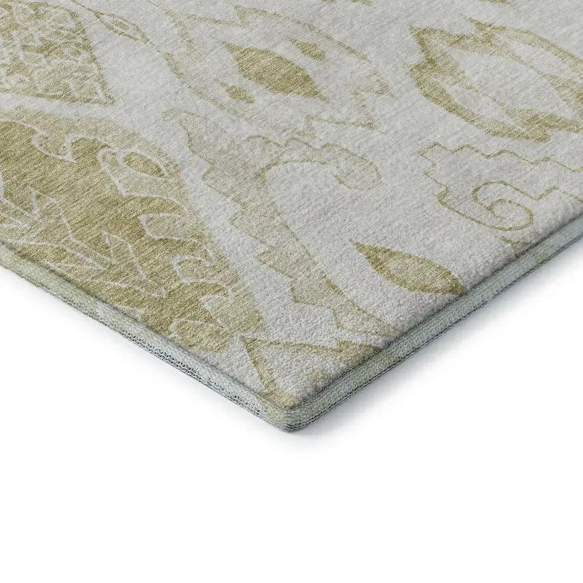 8' Beige And Ivory Moroccan Washable Round Rug With UV Protection Photo 7